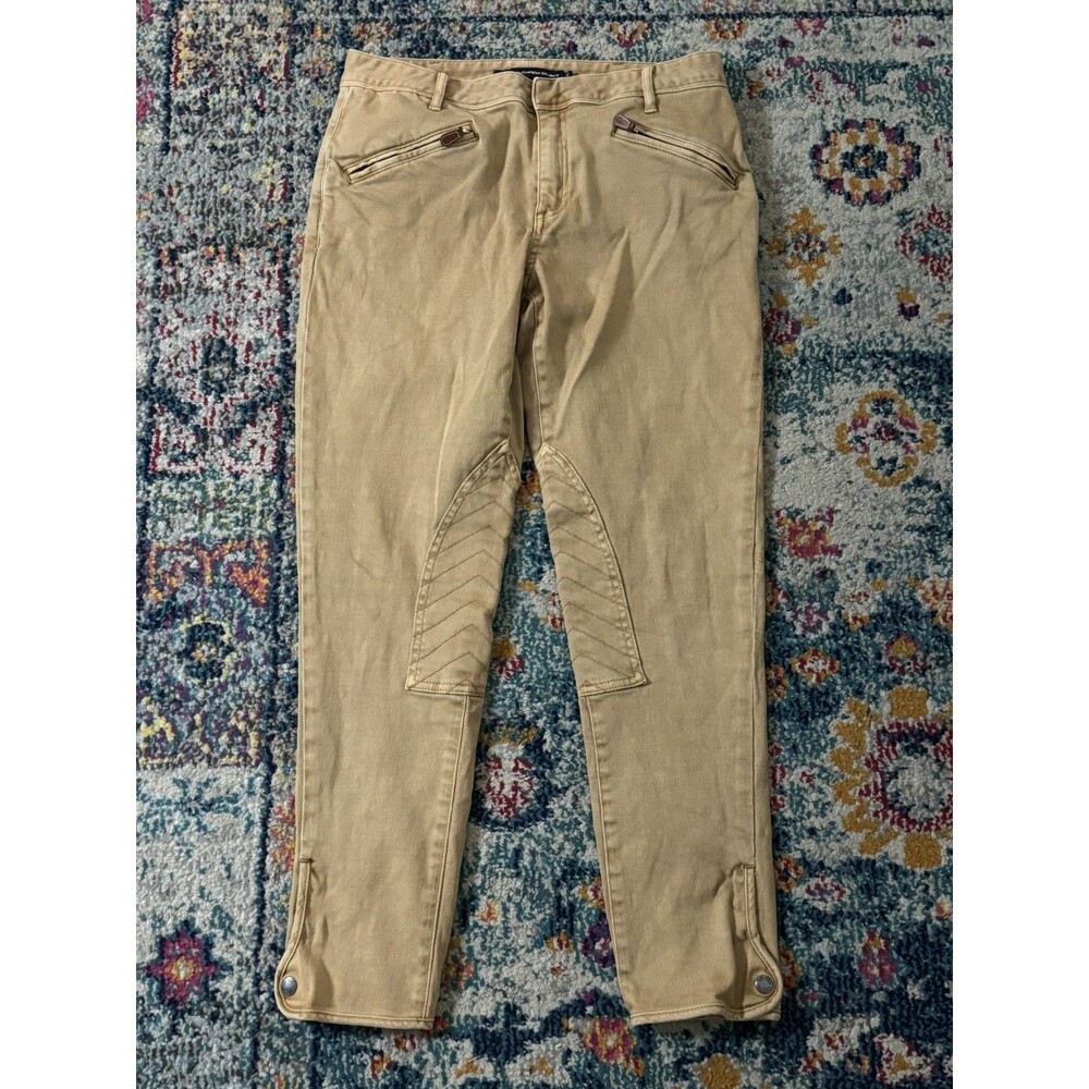 Ralph Lauren Sport Tan Equestrian Pants Stretch Knee Patches Size 30